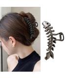 Fish Bone Hair Clips Claw Metal Black Hair Claws 1Pcs Fish Bone Shape Hair Jaw Clamps Hair Accessories Non-slips Hair Styling Catch Clips Hairpins for Women Thick or Thin Hair Decorations Black Fishbone - Buy Online on SooperMarket.com