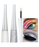 evpct 2Pcs Pearl White Silver Color Liquid Glitter Eyeliner Sets Eyeliner Glitter Liquid Liners for Women Liquid Sparkly Glitter Eyeliner delineador con glitter de colores para ojos colores 09+10 Pearl White & Silver - Buy Online on SooperMarket.com