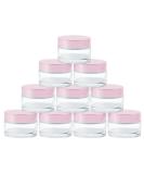Tuakimce 10-Pack 20ml Refillable Transparent Glass Cosmetic Containers with Pink Lids - Perfect for Creams & Essential Oils - Buy Online on SooperMarket.com