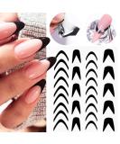 French Tip Nail Stickers - 6 Sheets Funny Printing Decals with Butterfly, Star, Heart Designs for French Manicure - Self-Adhesive 3D Nail Art Templates - Buy Online on SooperMarket.com