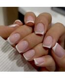 24 Pcs French False Nails - Press on Nails - Full Cover False Nails Nude White Square Stick on Nails - French Fake Nails Stick on Nails for Women and Girls Nail Art Nude French - Buy Online on SooperMarket.com