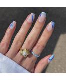 Sethexy Sea Blue Short Square False Nails - 24Pcs Acrylic Press-On Nails for Women & Girls - Buy Online on SooperMarket.com