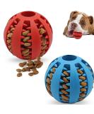Speedy Panther 2Pcs Dog Treat Dispenser Ball Toy Interactive Dog Toys for Boredom Teeth Cleaning Chew Toy Rubber Ball for Puppy Small Dogs (S) 5cm Blue&Red - Buy Online on SooperMarket.com