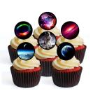 24 Space Wafer Cupcake Toppers Edible PREMIUM THICKNESS SWEETENED VANILLA Wafer Rice Paper Cupcake Toppers/Decorations - Buy Online on SooperMarket.com