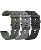ANCOOL Silicone Watch Bands Compatible with Garmin Fenix 5/6/7 - Easy Fit Replacement for Fenix 5 Plus/6 Pro/Approach S62 Smartwatches (Black/Grey/Olive Green) - Buy Online on SooperMarket.com