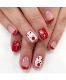 Christmas Press on Nails Short Square Fake Nails Red French Tip Acrylic Nails Cute Elk Snowflake Full Cover False Nails with Designs Press on Nails Winter Xmas Nail Art Decorations for Women Girls Style 2 - Buy Online on SooperMarket.com