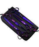 Purple Dragon Professional 7.0 inch 4PCS Pet Grooming Scissors Kit Japan Premium Steel Straight & Curved & Thinning Blade Dog Hair Cutting Shears Set with Case Electroplating Purple - Buy Online on SooperMarket.com