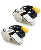 Hipat Whistle 2 Pack Stainless Steel Sports Whistles with Lanyard Loud Crisp Sound Whistles Great for Coaches Referees and Officials Silver(Stainless Steel) - Buy Online on SooperMarket.com