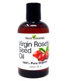 Organic Unrefined Virgin Rosehip Oil 4oz | 100% Pure Cold-Pressed Oil for Face & Skin | Heals Dry Skin Fine Lines & Acne Scars | Imported from Chile - Buy Online on SooperMarket.com