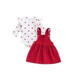 MoccyBabeLee Baby Girl Clothes Newborn Dress Set Long Sleeve Flower Bodysuit Romper Corduroy Overall Dress Infant Outfits 3-6 Months Red - Buy Online on SooperMarket.com