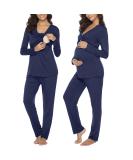 Irdcomps Women's Maternity Pyjamas Set - Cotton Nursing Nightwear PJ Set for Pregnancy - S Navy Blue - Buy Online on SooperMarket.com