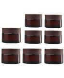 Tuakimce 8-Piece Glass Cream Can Set - 20ml & 30ml Clear Containers with Lids for Lotion Cream & Cosmetics - Amber Wooden Grain Cover - Buy Online on SooperMarket.com