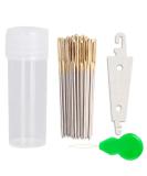 100pcs Cross Stitch Needles + 2 Needle Threader Golden Color Large Eyes Cross Stitch DIY Embroidery Hand Needles Sewing Needles in Transparent Box (26) - Buy Online on SooperMarket.com