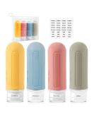 Peoyoye Travel Bottles Set - 89ml Silicone Containers for Toiletries Shampoo & Travel Essentials with Bag & Labels - Perfect for International Travel - Buy Online on SooperMarket.com