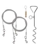 Dog Stake and Tie Out Cable Heavy Duty Stainless Steel Spiral Ground Spike Stake 2 PCS Outdoor Dog Camping Tie Out Lead Leash with & Whistle for Dog Playing Camping and Backyard in Ground - Buy Online on SooperMarket.com