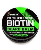 2X Thickening BIOTIN Beard Balm for Men / Mustache Wax for Thicker Facial Hair Growth - Leave in Conditioner - Softener - Moisturizer - All Natural Care Treatment - Castor Oil - BBS USA Vegan Product - Buy Online on SooperMarket.com