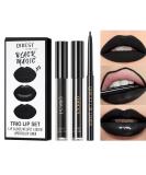Pakivs 3Pcs Black Matte Liquid Lipstick Lip Liner Lip Gloss Trio Lip Set Waterproof Long-Lasting Moisturizing Velvety Lip Stain One Step Lips Makeup Kits (12#) - Buy Online on SooperMarket.com