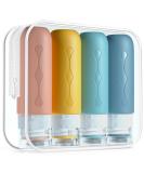 Gemice silicone travel bottles 90ml set 4 pieces of leakage -safe travel container and journey toilet items set FDA approved refillable fluid container for shampoo cream rinse body care pink - Buy Online on SooperMarket.com
