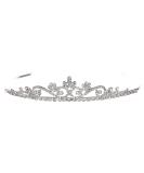 Princess Rhinestone Crystal Flower Tiara Crown for Bridal Wedding Prom - Clear Crystals, Silver Plated - Buy Online on SooperMarket.com