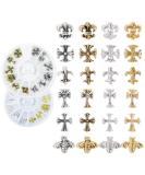 2 Boxes AB Nail 3D Art Accessories - 24 Pcs Mixed Sizes, Multi Shapes Manicure Decoration in Golden and Silver - Nail Face Makeup DIY Craft - Buy Online on SooperMarket.com