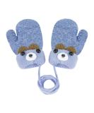 Cute Cartoon Kids Knitted Gloves with String | Winter Warm Mitten Gloves for Boys & Girls - Blue - Buy Online on SooperMarket.com