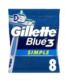 Gillette Blue3 simple disposable razor men 8 razors with triple blade wet razor with a fixed blade head moisture strips 8 pieces (1 Pack) - Buy Online on SooperMarket.com