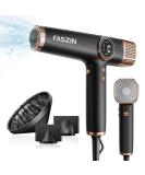 Faszin Lightweight Hair Dryer with High Speed Motor | Fast Drying Ionic Hairdryer for Women & Men | Low Noise, 3 Magnetic Nozzles | Black 29.50 24.50 8.80 cm - Buy Online on SooperMarket.com