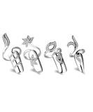 4 PCS Rhinestone Finger Tip Nail Rings - Adjustable Opening Nail Art Charms in Silver Women's Fashion - Buy Online on SooperMarket.com