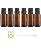 Alledomain 6Pcs 20ml Amber Glass Essential Oils Bottles with Black Cap/Dropper/Label Empty Bottle Refillable Sample Container for Massage oil/Aromatherapy/Perfume/Fragrance Carrier Oil 6pcs * 20ml - Buy Online on SooperMarket.com