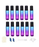12PCs 10ml essential oils Roller bottles color gradient bottles of glass roll-on bottles with funnel/opener/label for essential oils massage perfume bottles - Buy Online on SooperMarket.com