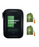 Frelaxy Emergency Blanket 2-Pack - Extra-Thick Large Space Blankets with Whistles & Storage Pouches - Army Green - Buy Online on SooperMarket.com