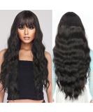 YEESHEDO Long Black Wigs with Fringe - Natural Looking 28 Inches Curly Wavy Synthetic Hair for Women - Ideal for Daily Wear and Halloween Cosplay - Buy Online on SooperMarket.com