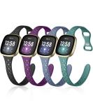 Laffav Slim Soft Silicone Sport Bands for Fitbit Versa 3 & Sense - Small, Black/Pine Green/Purple/Blue Gray - Men and Women Replacement Wristband - Buy Online on SooperMarket.com