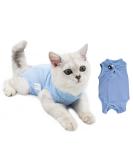 Cat Professional Recovery Suit Pet Surgery Suit Kitten Breathable Clothes Cone E-Collar Alternative Bodysuit Cat Onesie Anti Licking Vest Shirt for Abdominal Wounds Skin Diseases (M blue) M blue - Buy Online on SooperMarket.com
