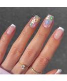 RikView French Tip Press on Nails Medium - White Floral Square Acrylic Fake Nails - Buy Online on SooperMarket.com