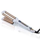 Professional Ceramic Hair Crimper Iron 3 Barrel 0.6 inch - Instant Curls & Crimping Hair Curling Iron - Valentines Day Gift for Women - Gold & White - Buy Online on SooperMarket.com