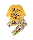 puseky Toddler Baby Girls Clothes Cute Letter Print Long Sleeve Shirt Floral Pant Tracksuit Outfits Set 12-18 Months Yellow - Buy Online on SooperMarket.com
