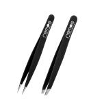 REMOS 2-Piece Tweezers Set - Eyebrow & Splinter Tweezers in Black | International Shipping - Buy Online on SooperMarket.com