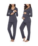 Irdcomps Women's Maternity Pyjamas Set - Cotton Nursing Nightwear PJ Set for Breastfeeding - Long Sleeve Sleepwear for Pregnancy - Hospital/Home - Dark Grey - Buy Online on SooperMarket.com