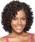 XIUFAXIRUSI XIUFAXIRUSI Short Curly Afro Wigs for Black Women Brown Kinky Curly Wig with Side Bangs Synthetic Full Hair Wig - Buy Online on SooperMarket.com