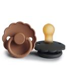 FRIGG Daisy Natural Rubber Baby Pacifier 2-Pack | BPA-Free | Made in Denmark | Graphite/Peach Bronze 0-6 Months - Buy Online on SooperMarket.com