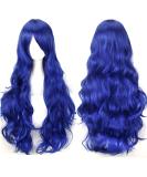 YEESHEDO 32 Royal Blue Long Wavy Curly Hair Cosplay Wig with Bangs - Heat Resistant Synthetic Wig for Women & Girls | Ideal for Party, Costume, Anime & Halloween - Buy Online on SooperMarket.com