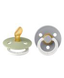 BIBS Colour Anatomical Glow Schnuller 2-Pack | BPA-Free Natural Rubber Latex Soothers | Lights Up in the Dark | Size 1 (0-6 Months) - Sage Glow & Cloud Glow - Made in Denmark - Buy Online on SooperMarket.com