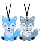 Sensory Chew Necklaces for Kids - 2 Pack Fox Silicone Chewy Toys for Autism ADHD SPD - Blue&Grey - Buy Online on SooperMarket.com