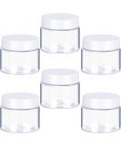 6 Pack 1 oz Clear Plastic Pot Jars with White Lids for Travel Storage - Leak Proof Cosmetic Containers for Makeup, Nails, Jewelry - White-1 oz - Buy Online on SooperMarket.com