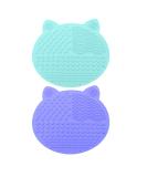  2-Pack Makeup Brush Cleaning Mat Cute Cat Ear Animal Design Silicone Portable Brush Cleaner Pad Washing Tools with Suction Cups US Patent Registered (Purple+Green) - Buy Online on SooperMarket.com
