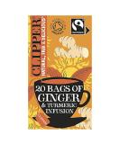 Clipper Organic Restoring Roots Ginger & Turmeric Tea Bags | 20 Tea Infusions in Envelopes | Caffeine Free Teabags | Fairtrade Herbal Tea Bags | Natural Unbleached Plant-Based & Biodegradable Sachets Single - Buy Online on SooperMarket.com