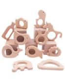 Promise Babe Wooden Baby Toys 11pc Bird Elephant Wood Montessori Toys Organic Infant Handmade Pendant Rings Set Shower GIFT - Buy Online on SooperMarket.com