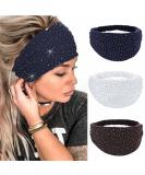 CAKURE Crystal Wide Headbands Rhinestone Head Bands Black Turban Headband Elastic African Head Wraps Sport Hair Bands for Women and Girls Pack of 3 (set 1) - Buy Online on SooperMarket.com