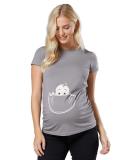 HAPPY MAMA Women's Maternity T-Shirt Top Tee Shirt with Baby in Pocket Print - Steel Grey (Size 18-20) - Buy Online on SooperMarket.com